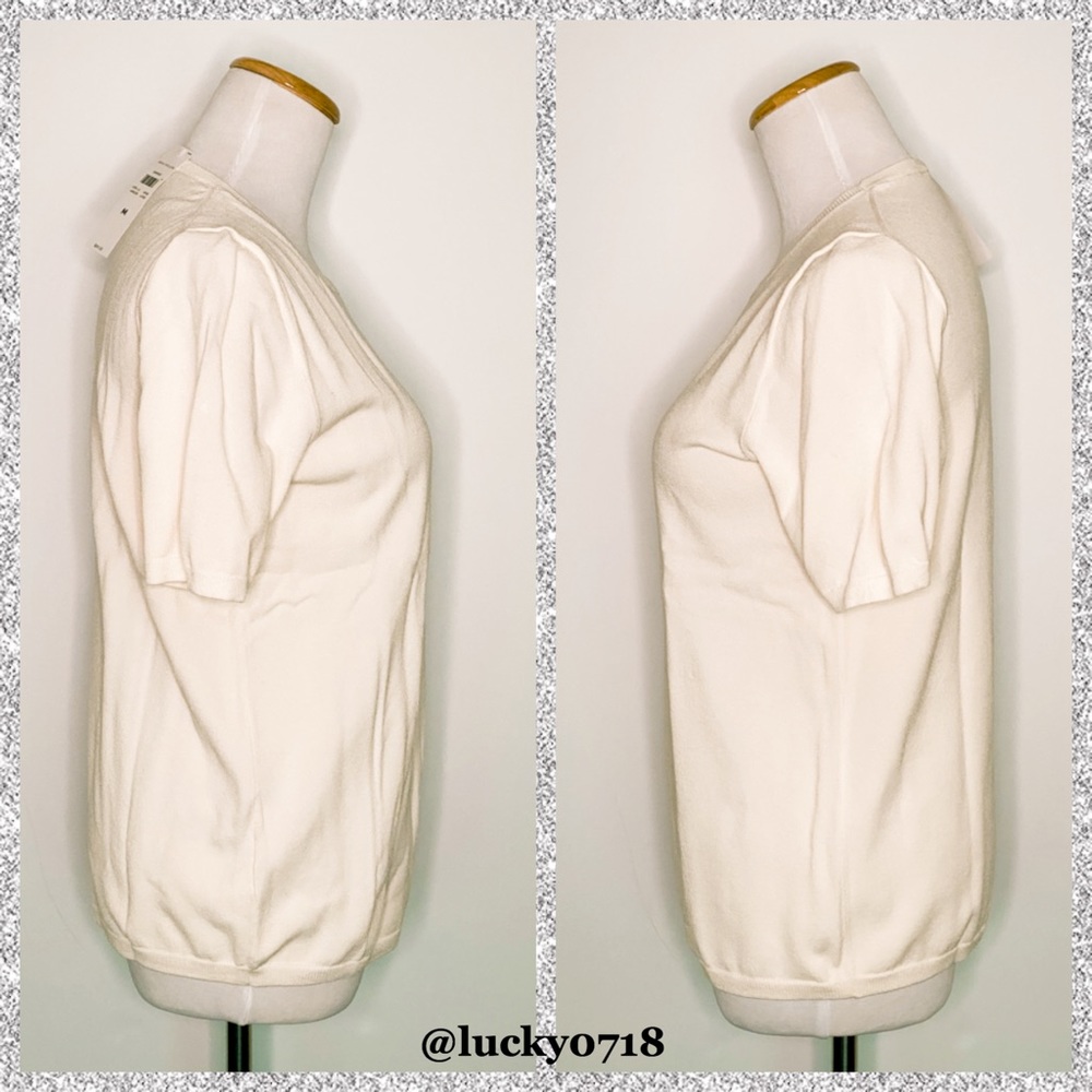 Ann Taylor NWT Cream Seasonless Short Sleeve Top M - Picture 4 of 7